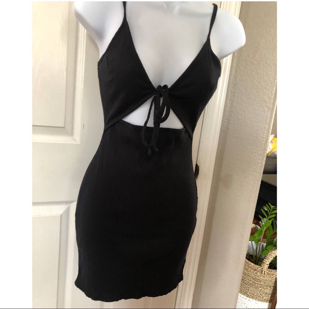 Urban Outfitters Ribbed Tie Front Mini Dress